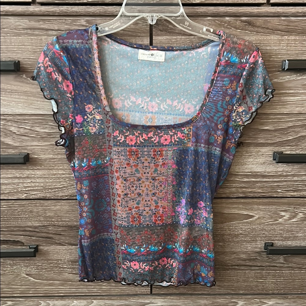 NATURAL LIFE Multicolor Sheer Blouse